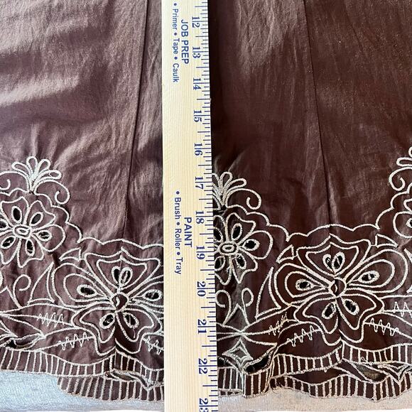 Apt.9 skirt women’s size 8 Chocolate Brown embroidered eyelet flare VTG Y2K - Picture 6 of 7